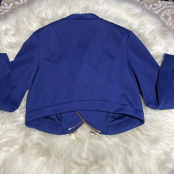Thalia Sodi Royal Blue Double Breated Cropped Jacket Gold Zippers -M-#0089 - Picture 3 of 12